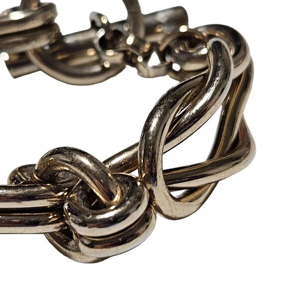 Vintage Elegant Gold Tone Twist Link Bracelet Toggle Clasp Fashion Jewelry Women - Picture 3 of 6